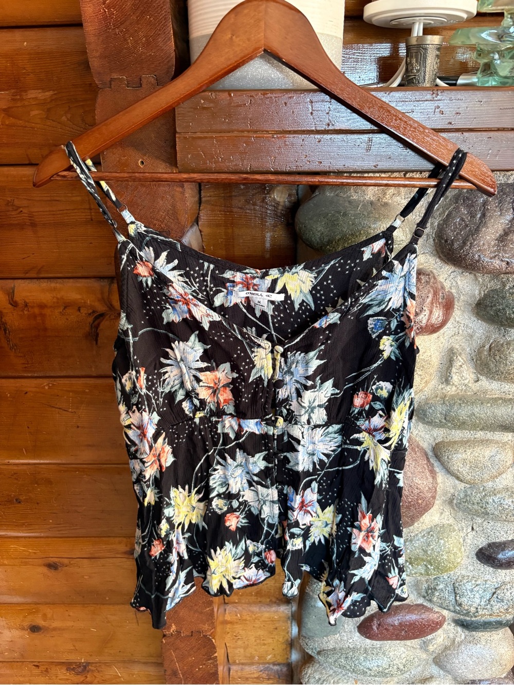 O’Neill Floral Button Front Babydoll Cami Tank Top M